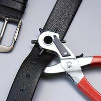 Faux Leather Belt Hole Punch Pliers, Rotary Steel Hand Tool with Rubberized Grip for Belts, Sewing Projects & Crafting, Perfe...