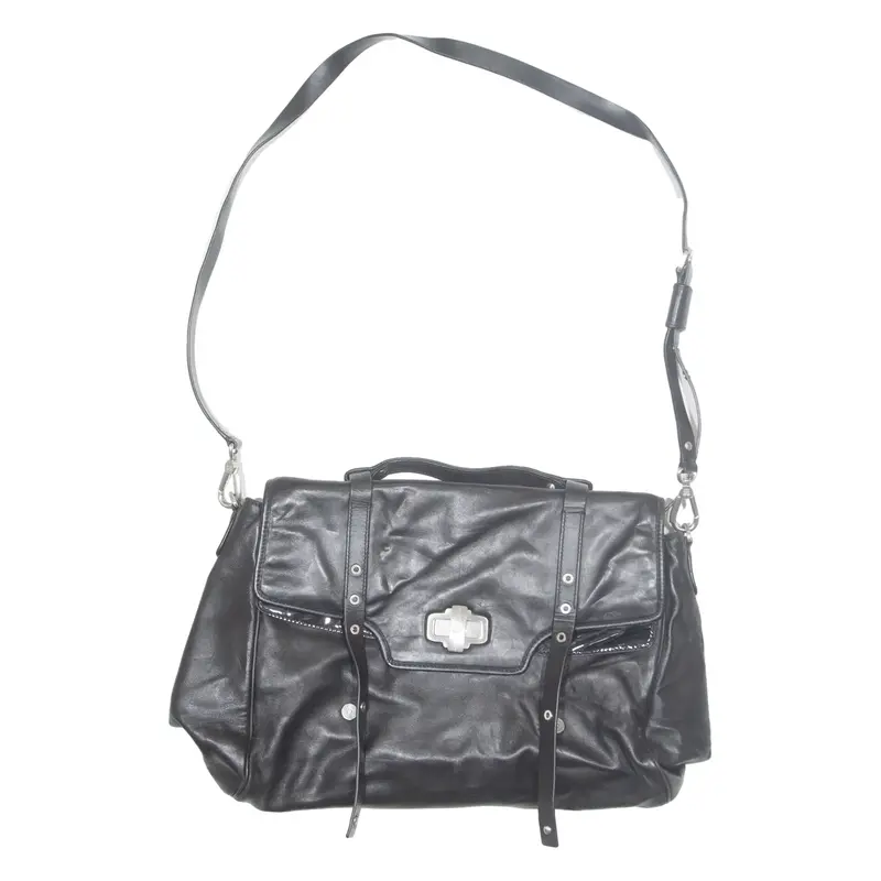 NAVYBOOT Womens Shoulder Bag Black Leather