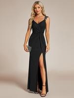 EVER PRETTY New Glitter V-Neck High Slit , Sleeveless Sequin Shoulder Straps ,  Maxi ,wedding guest dresses graduation dress ...