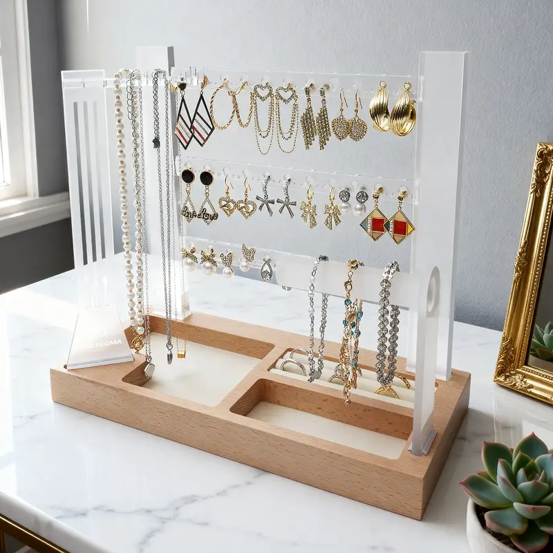 clear 3 tier acrylic jewelry organizer stand stand for earrings