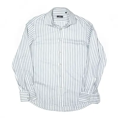 HUGO BOSS Shirt Blue Striped Long Sleeve Mens L