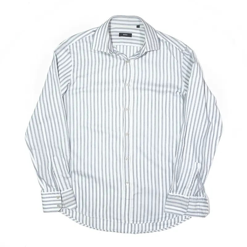 HUGO BOSS Shirt Blue Striped Long Sleeve Mens L