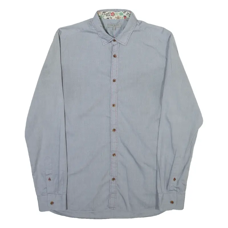 TED BAKER Mens Plain Shirt Grey Long Sleeve M