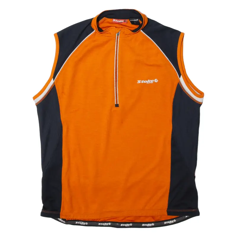 STROKE Cycling Mens Jersey Orange 1/2 Zip XL