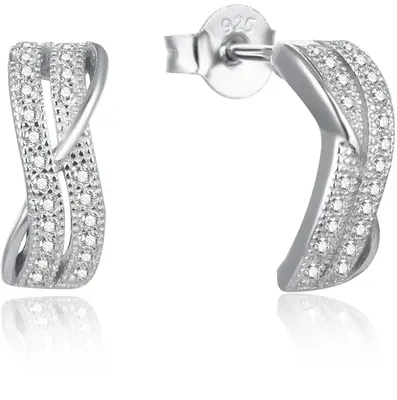 Beneto Modern silver earrings with clear zirconia AGUP2261