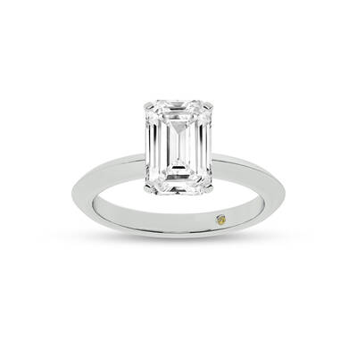 Prism Knife Edged Four Prong Emerald Cut Lab Grown Solitaire Diamond Ring | 18K White Gold 2 CT. TW.