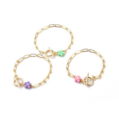 Handmade Polymer Clay Flower Link Bracelets