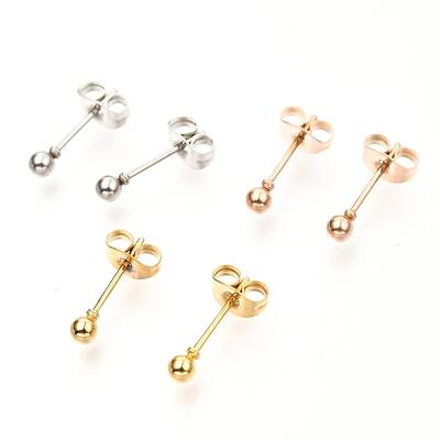 304 Stainless Steel Ball Stud Earrings