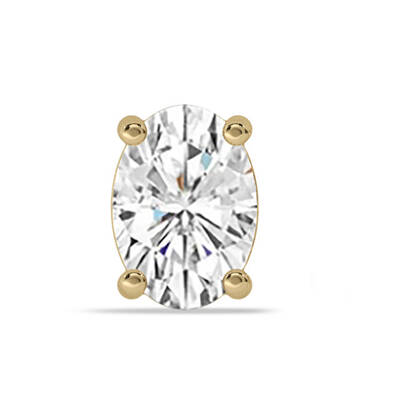 Certified Lab Grown Four Prong Oval Shape Single Diamond Stud Earring | 14K Yellow Gold 1 1/2 ct. tw.