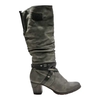RIEKER Block Heels Grey Faux Leather Womens UK 7