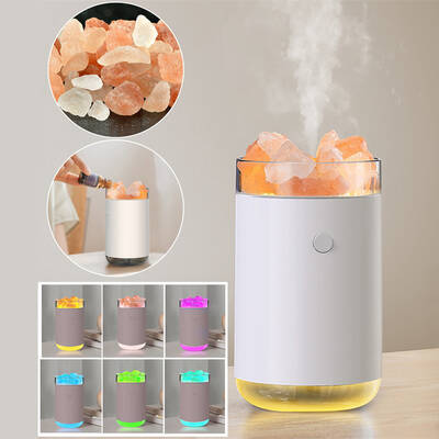 Crystal Salt Stone Humidifier & Diffuser - LED Night Light, Ultrasonic, Aromatherapy Oil