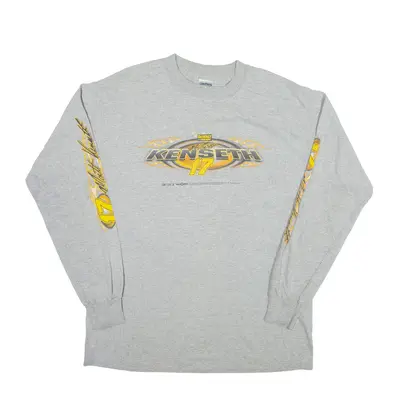 GILDAN Dewalt Racing T-Shirt Grey Long Sleeve Mens L