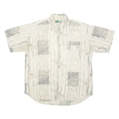 SPIRIT Mens Shirt Beige 90s Crazy Pattern L