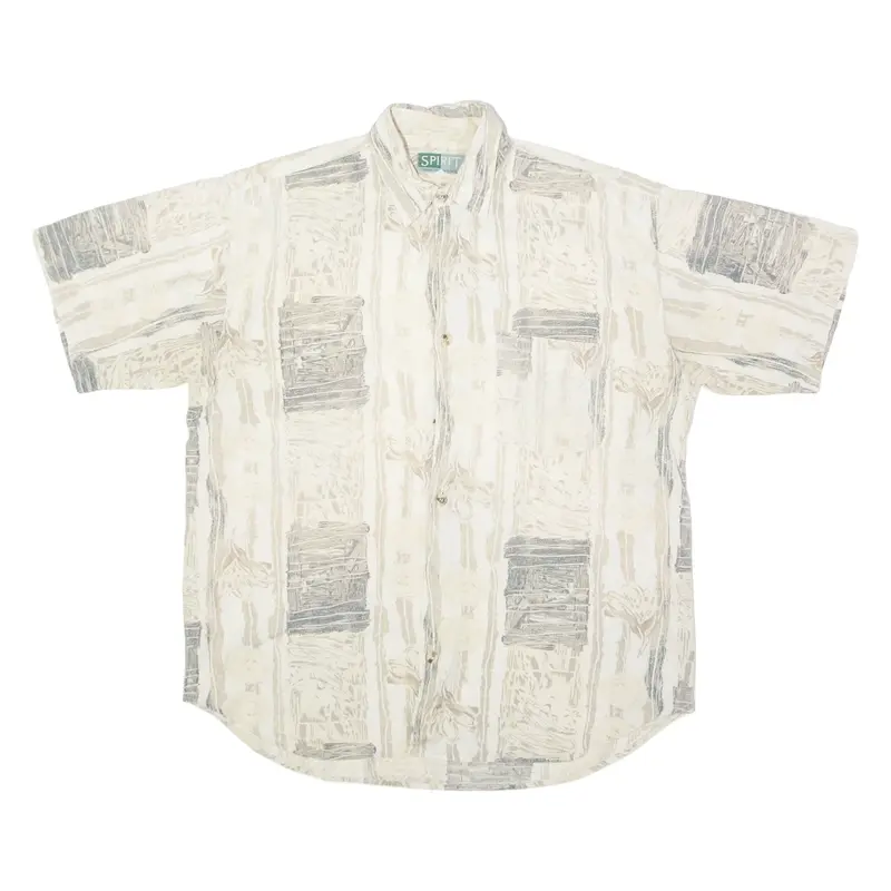 SPIRIT Mens Shirt Beige 90s Crazy Pattern L