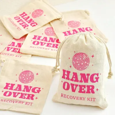 Hangover Recovery Bag, 2/6 Counts Letter Pattern Drawstring Bag, Jewelry Dust Proof Packaging Bag, Gift Wrapping Bag for Birt...