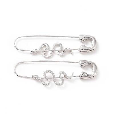 Alloy Safety Pin with Snake Hoop Earrings for Women