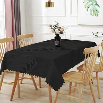 Elegant Black Lines Simple Rectangle Tablecloth - Aperturee