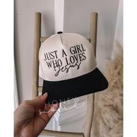 Embroidered Just A Girl Who Loves Jesus Trucker Hat