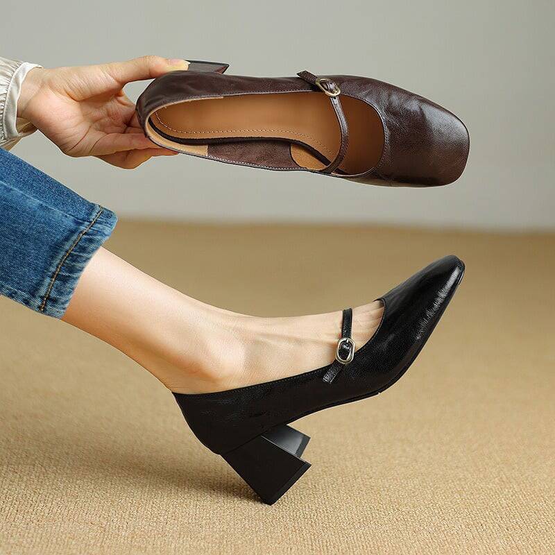 CHIKO Khrista Square Toe Block Heels Mary Jane Shoes
