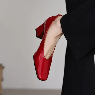 CHIKO Astarte Square Toe Block Heels Pumps Shoes