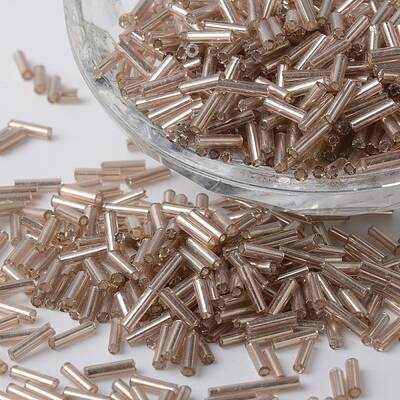 Tube Silver Lined Round Hole Glass Bugle Beads