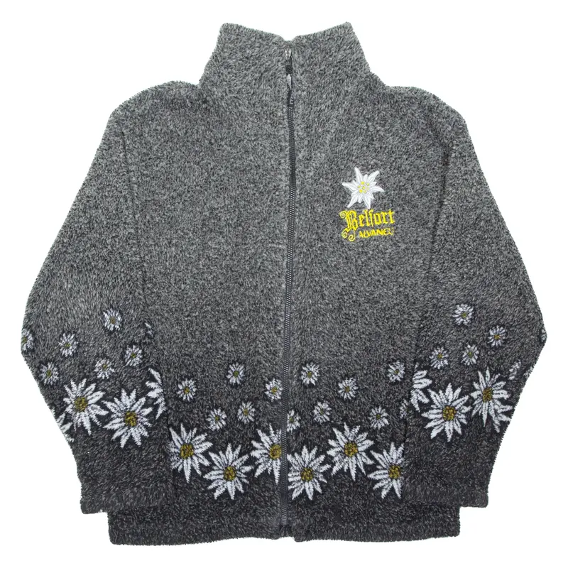 Womens Patterned Fleece Grey Floral L