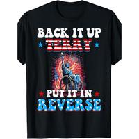 Men's Patriotic 'Back It Up Terry Put It In Reverse' T-Shirt -Retro 4th of July Design with Statue of Liberty & Fireworks, Cr...