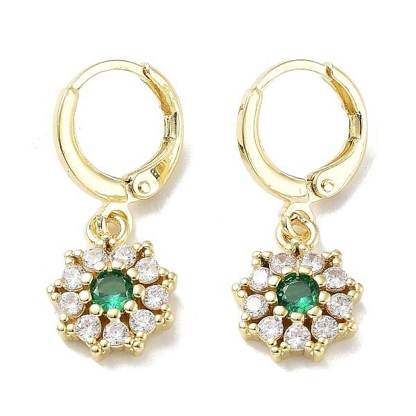 Real 18K Gold Plated Brass Dangle Leverback Earrings