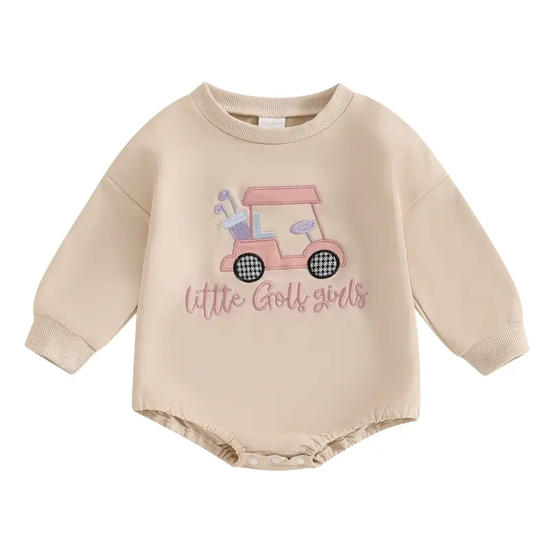 Infant Baby Girl Boy Sweatshirt Romper Letter Truck Golf Embroidery Crew Neck Long Sleeve Bodysuit Jumpsuit for Newborn Girl ...