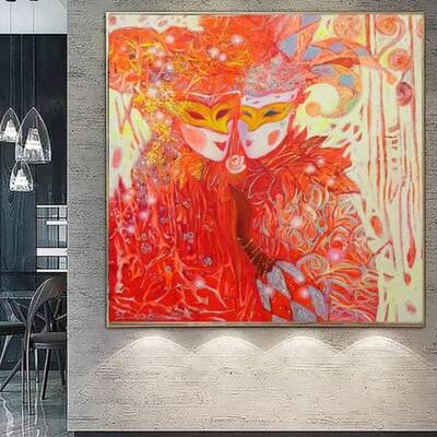 Abstract Figurative Paintings On Canvas Red Tones Art Textured Silhouette Fine Art Stand with Ukraine Wall Decor | RED SILHOU...