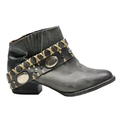 CIRCLE G Chelsea Boots Grey Leather Womens UK 5.5