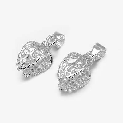 Filigree Leaf Rack Plating Brass Pendant Pinch Bails