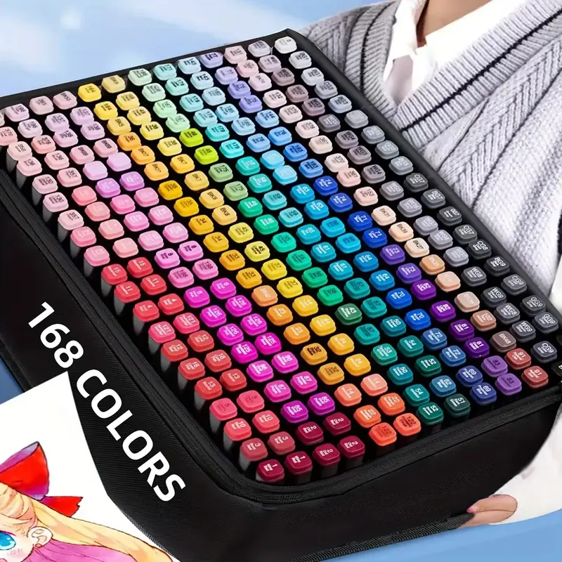 80 Colors Alcohol Markers Dual Tip Art Markers for Kids with Pen Holder and Case for Adult Painting Supplies mechanical penci...