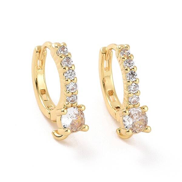 Brass Micro Pave Clear Cubic Zirconia Hoop Earring Findings