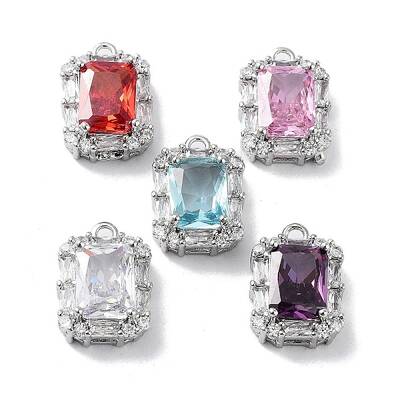 Brass Micro Pave Cubic Zirconia Charms
