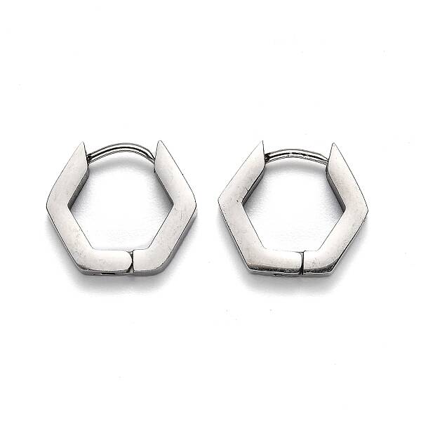 Tarnish Resistant 304 Stainless Steel Hexagon Huggie Hoop Earrings