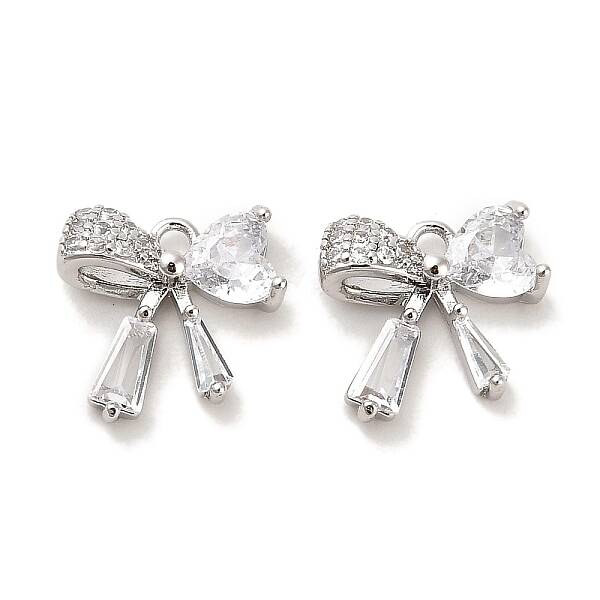 Brass Micro Pave Clear Cubic Zirconia Pendants