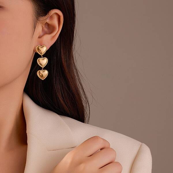 304 Stainless Steel Heart Stud Earrings