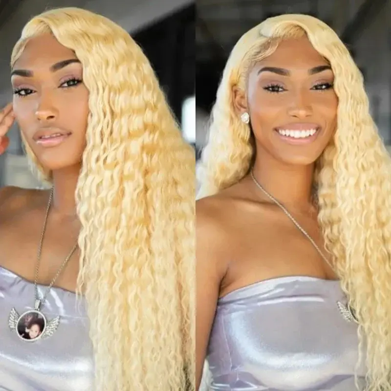Long Wig | 613 Blonde Water Wave 13x4 Transparent Lace Frontal Human Hair Wig 28-32 Inch