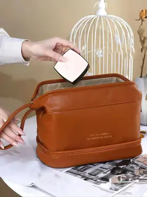 Vintage Casual Makeup Bag, Large Capacity Travel Cosmetic Storage Bag, Portable Toiletry Bag for Women & Girls