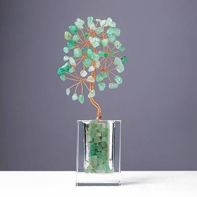 Natural Green Aventurine Chips Money Tree Display Decorations