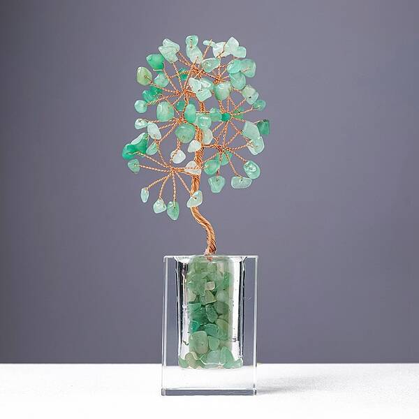 Natural Green Aventurine Chips Money Tree Display Decorations