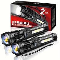 LED Rechargeable Zoom Tactical Flashlights, Portable LED Flashlight, Durable Waterproof LED Light for Outdoor Hiking Camping,...