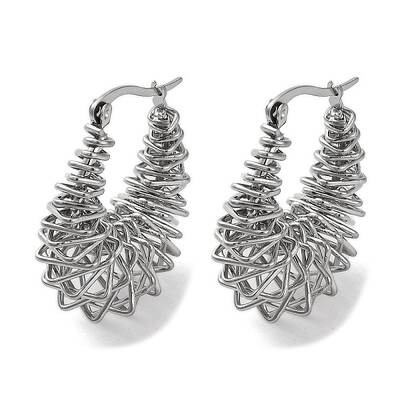 304 Stainless Steel Teardrop Hoop Earrings