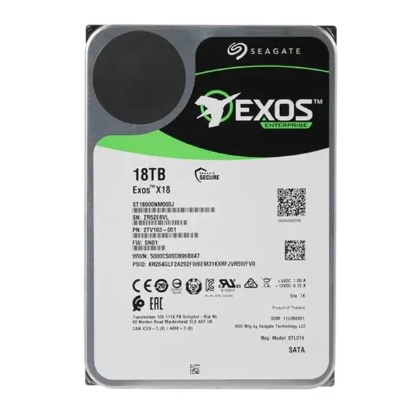 2TV103-001 Seagate Exos X18 18TB 7200RPM SATA 6Gb/s 256MB Cache 3.5-Inch Enterprise Hard Drive