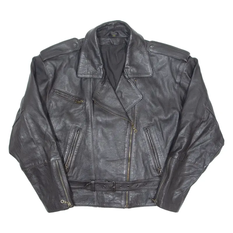 Womens Biker Jacket Black Leather 90s M