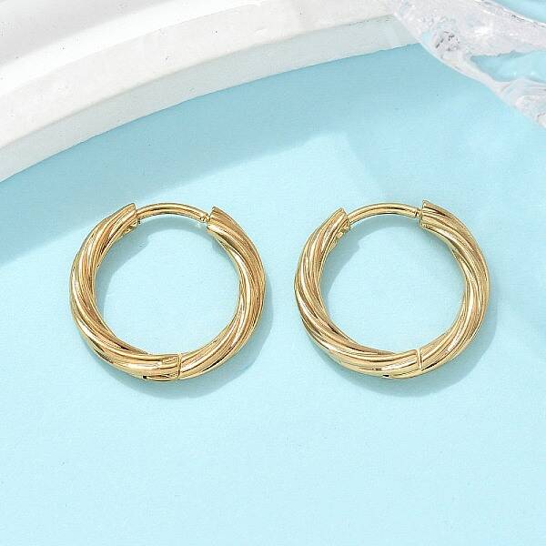 304 Stainless Steel Twist Hoop Earrings for Women