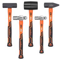 HORUSDY 5-Piece Hammer Set, 16oz Ball Pein Hammer | 32oz Ball Pein Hammer | 32oz Rubber Mallet | 3lb Sledge Hammer | 3lbCross...