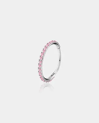 20G Pink CZ Hinged Segment Nose Ring - Pink CZ / 7mm