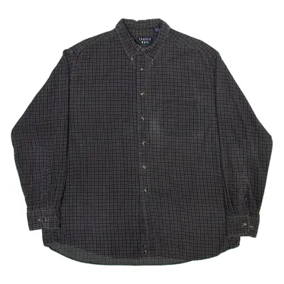 TRADER BAY Mens Shirt Grey Check Long Sleeve L